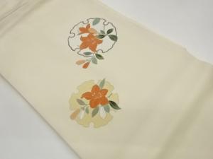 金彩雪輪に花葉模様名古屋帯
